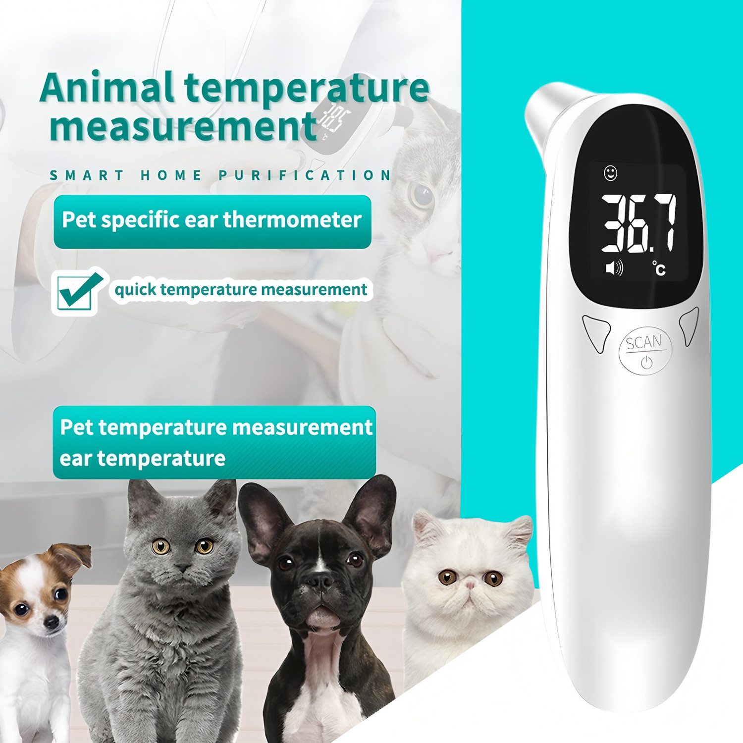 Pet Supplies Direct - ميزان حرارة رقمي للأذن للحيوانات الأليفة،