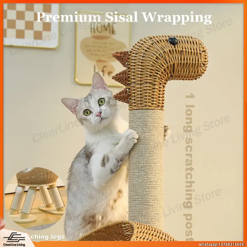 Cat Scratching Post - برج قطط على شكل ديناصور مع