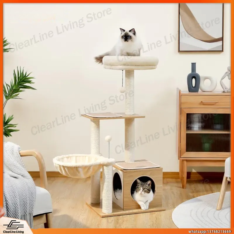 برج قطط خشبي حديث متعدد المستو - مراجعة Cat Scratching Post وسعره