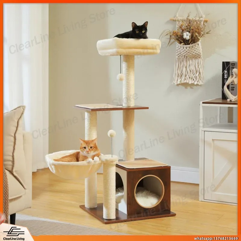 برج قطط خشبي حديث متعدد المستو - مراجعة Cat Scratching Post وسعره