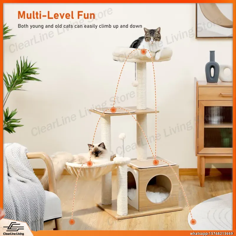 برج قطط خشبي حديث متعدد المستو - مراجعة Cat Scratching Post وسعره