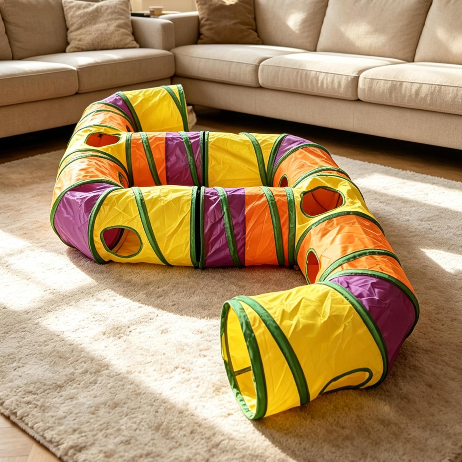 نفق للقطط بألوان قوس قزح للترف - مراجعة Cat Tunnel Toy وسعره